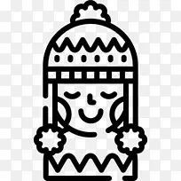 品牌线白色黑色m字型针织帽子
