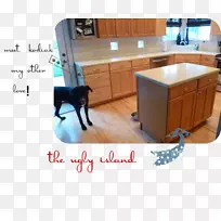 狗地板厨房硬木染色-厨房岛