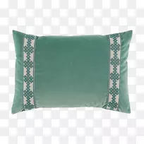 投掷枕头垫天鹅绒亚麻布-绿色枕头