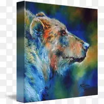 水彩画抽象艺术灰熊抽象动物