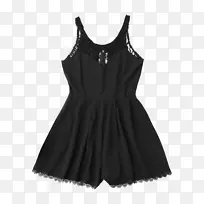 小黑裙袖领黑色m-连衣裙