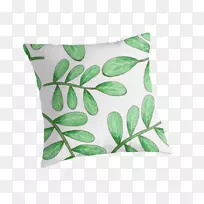 投掷枕头垫叶长方形-绿色枕头