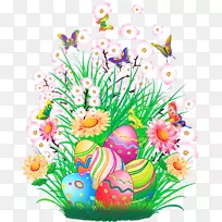 复活节兔子彩蛋装饰剪贴画
