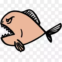 鱼漫画线剪贴画-鱼