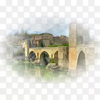BesalúTarragona中世纪的Lleida桥-人