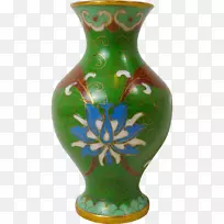 景泰蓝花瓶蓝色陶瓷绿色花瓶