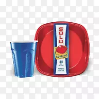 塑料餐具盘单人杯公司碗-红单杯