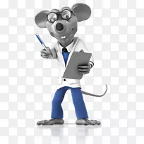 麦克风卡通吉祥物-实验室老鼠
