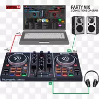 DJ控制器光盘骑师Numark派对混合音频混频器虚拟DJ