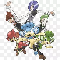 口袋妖怪黑白精灵黑色2和白色2 Cilan Pokémon黄金和银精灵黄