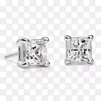 钻石切割耳环公主切割订婚戒指-钻石