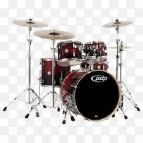 太平洋鼓和打击乐pdp概念枫树外壳包-5件-红色到黑色闪光褪色-鼓