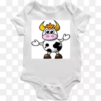 婴儿和幼童一件t恤袖子紧身套装衣服快乐母牛