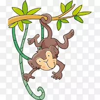 猴贴丛林书画小猴子