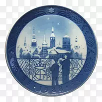 皇家哥本哈根蓝白陶瓷板