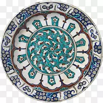 陶瓷板蓝白陶圆盘