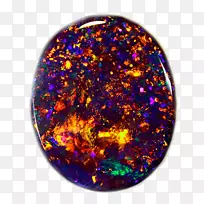 闪电岭蛋白石ブラック·オパール金属包覆晶体宝石
