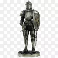 中世纪骑士板盔甲雕像-骑士