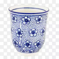 陶瓷玻璃蓝白色陶器花盆杯玻璃