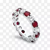 红宝石结婚戒指立方氧化锆公主切割-立方氧化锆