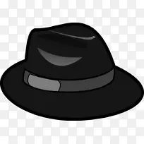 黑色帽子，软呢帽，夹子，艺术帽