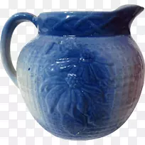 罐蓝白陶器陶瓷盐釉陶器