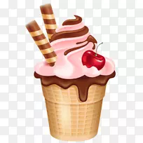 冰淇淋锥冻酸奶巧克力冰淇淋圣代冰淇淋