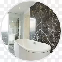 大理石浴室瓷砖墙浴缸-浴缸