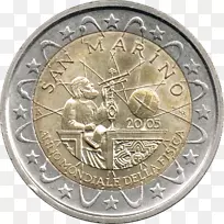 2欧元硬币圣马力诺2欧元纪念币2欧元2005年埃梅西内尔纪念币-纪念币