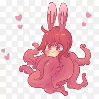 章鱼粉红色m形剪贴画设计