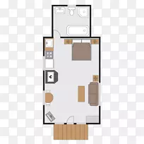 平面图小木屋-迈克的厨房浴室壁炉