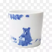 咖啡杯陶瓷杯蓝白色陶器杯