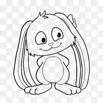 依偎兔子画兔卡通线艺术-兔子