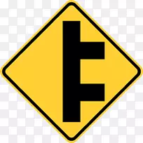 优先标志交通标志三通路口警告标志-道路