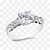 结婚戒指蓝宝石银珠宝立方氧化锆