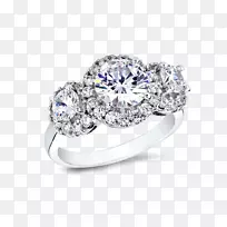 结婚戒指蓝宝石体珠宝银立方氧化锆