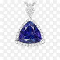 蓝宝石紫水晶魅力和吊坠钻石-蓝宝石