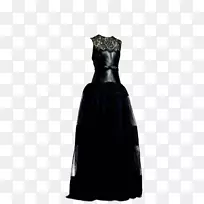 小黑裙派对礼服缎子连衣裙