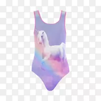 粉色m字长颈鹿-一件泳衣