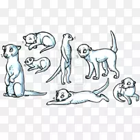 狗猫线艺术素描-狗
