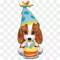 小狗巴塞狗生日蛋糕填充动物和可爱的玩具-小狗