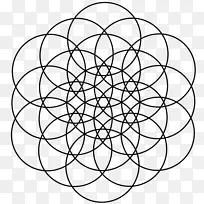 重叠圆，网格，神圣几何学，Metatron的立方体，麦田圆