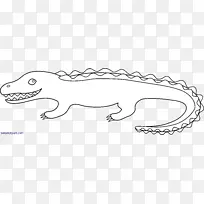 线条艺术鳄鱼画卡通剪辑艺术鳄鱼