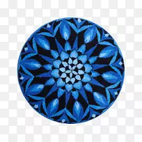 曼陀罗蓝地毯直径米色地毯