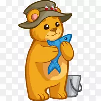 棕熊钓鱼夹艺术熊