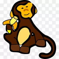 猿类灵长类猴子香蕉剪贴画-猴子