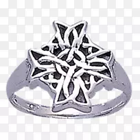 银凯尔特结体珠宝戒指-银