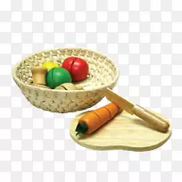 玩玩具儿童游戏，蔬菜-木制篮子