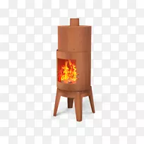 木材炉灶，耐候钢烤肉，壁炉，花园，烧烤