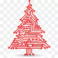 圣诞树电子线路数字电子电器网络剪贴画圣诞树